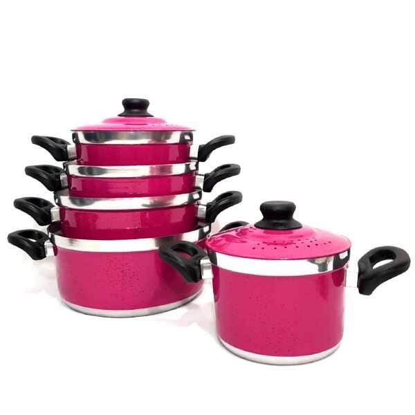 Conjunto de Panelas de Alumínio Reforçado 5 Peças Rosa Pink - 2