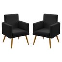Ver imagem 1 de Kit 2 Poltronas com Rodapé Vega Courino Preto Aradecor