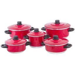 Conjunto de Panelas de Alumínio 5 pçs Vermelho - 1