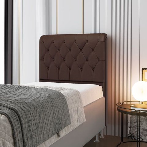 Cabeceira Bellatrix 90 para Cama de Solteiro Couro Artificial Preto Aradecor
