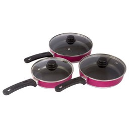 Conjunto de Frigideiras Antiaderente 3 pçs Alumínio Rosa Pink - 1