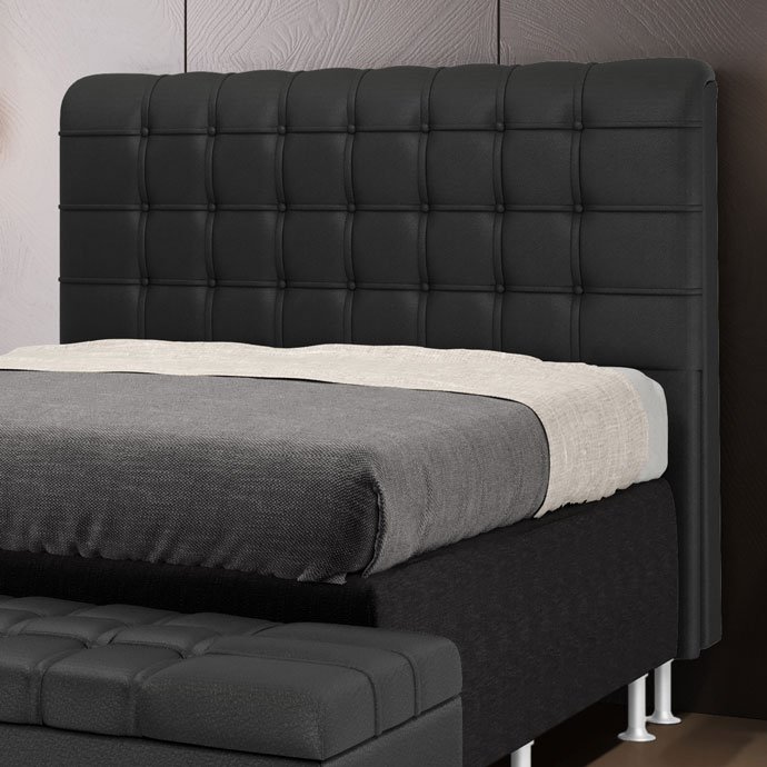 Cabeceira Rana 160 Para Cama Queen Couro Preto Aradecor