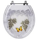 Ver imagem 1 de Assento Sanitário Tampa de Vaso Convencional Oval Branco Decorado com Borboleta - Borboleta Amarela
