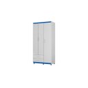 Ver imagem 1 de Roupeiro / Guarda Roupas Ti Solteiro 3 Portas Cor Branco / Azul