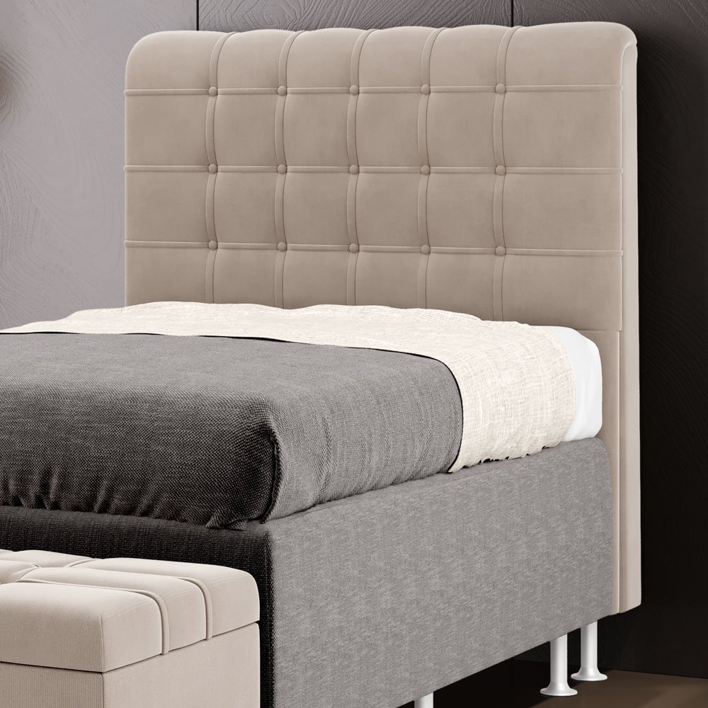 Cabeceira Rana 90 Para Cama De Solteiro Sued Bege Aradecor - 1