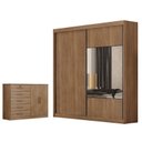 Ver imagem 1 de Guarda Roupa Casal Sienna com Espelho e Cômoda Seul Cumaru 23 - Novo Horizonte