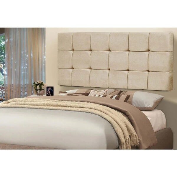 Painel Cabeceira Casal King 90cm Para Cama Box Espanha Suede Marfim - SA Móveis - 2