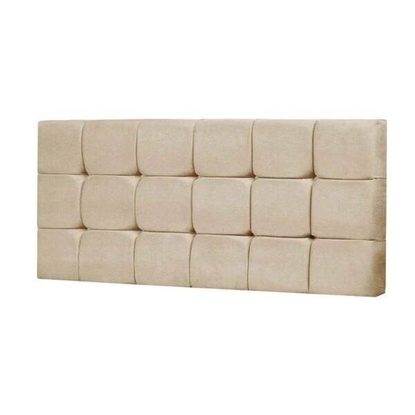 Painel Cabeceira Casal King 90cm Para Cama Box Espanha Suede Marfim - SA Móveis - 1
