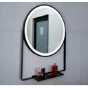 Ver imagem 2 de Espelho Led 3 Cores Frio Neutro e Quente Redondo 60 Cm Moldura Prateleira Metalon Preta