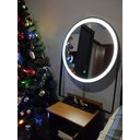 Ver imagem 4 de Espelho Led 3 Cores Frio Neutro e Quente Redondo 60 Cm Moldura Prateleira Metalon Preta