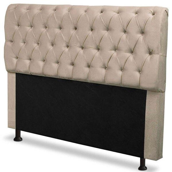 Cabeceira Mais Calçadeira Baú Solteiro 90cm Para Cama Box Paris Suede Marfim - SA Móveis - 2