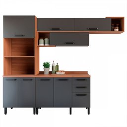 Cozinha Compacta Pimenta 9 Portas 2 Gavetas Freijó/Grafite 913405 - Telasul - 2