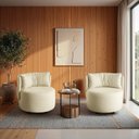 Ver imagem 1 de Conjunto 2 Poltronas Giratórias com Retorno Estofadas Linho Bege Espresso Móveis