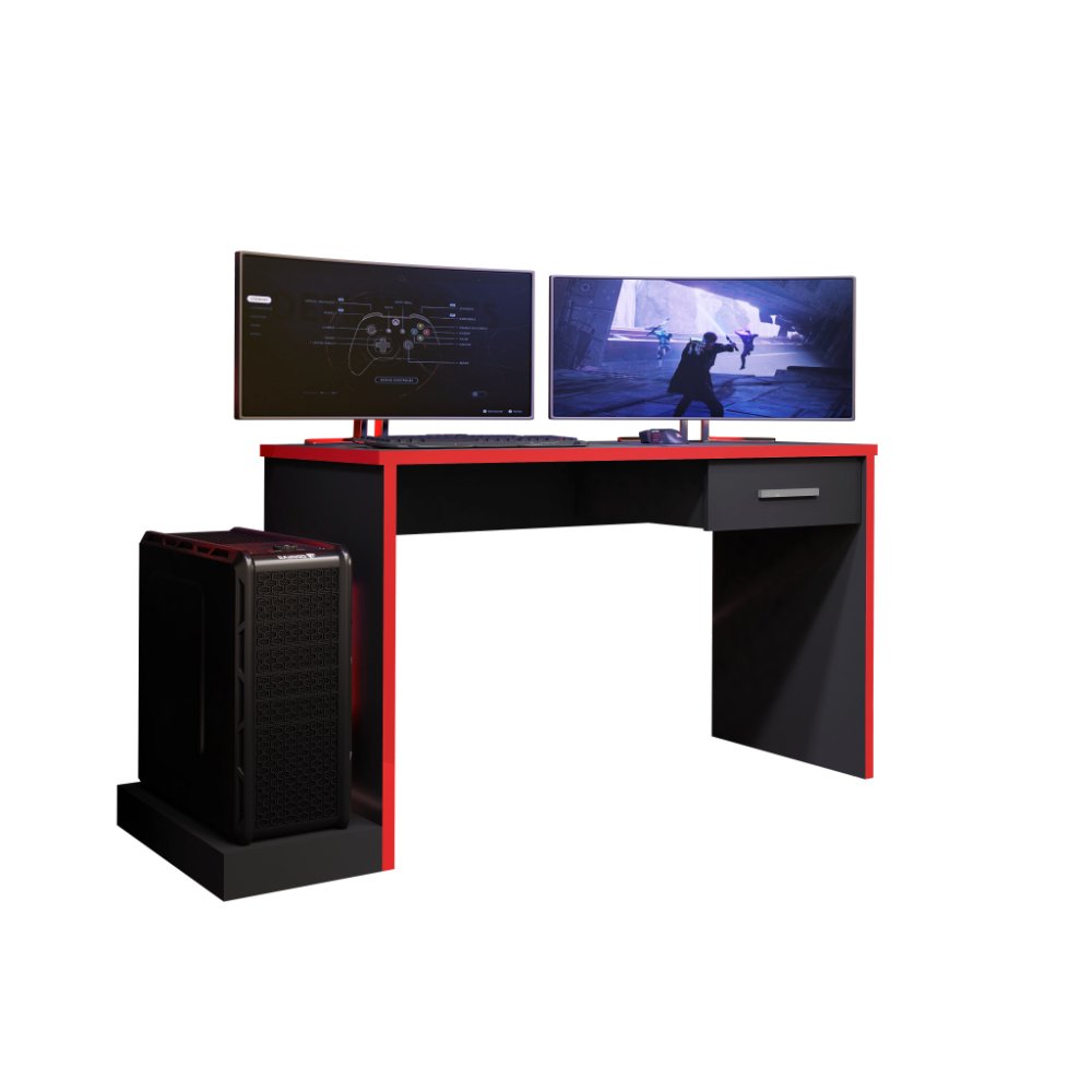 Mesa de Computador Gamer Escrivaninha Drx 9000 - Preto / Vermelho - 2