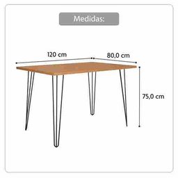 Mesa De Jantar Retangular 120 X 80 Mdp Pé De Ferro Ametista Rede Móveis - 3