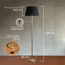 Ver imagem 3 de Luminária de Chão Piso Abajur Alumínio Altura 1,6m Cúpula Cônica Grande Ref 78 Dourado Cup Preto