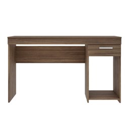 Mesa Para Computador Escrivaninha Home Office Estudos 1 Gaveta 1 Nicho Escritório Marrom Escuro - 5