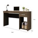 Ver imagem 2 de Mesa Para Computador Escrivaninha Home Office Estudos 1 Gaveta 1 Nicho Escritório Marrom Escuro
