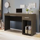Ver imagem 1 de Mesa Para Computador Escrivaninha Home Office Estudos 1 Gaveta 1 Nicho Escritório Marrom Escuro