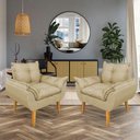 Ver imagem 7 de Kit Poltrona Decorativa e Puff Opala Luxo Linho Dourado Dal Poz Estofados