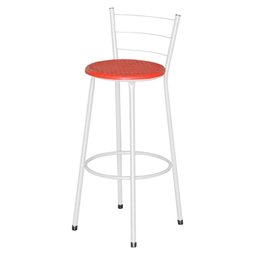 Banqueta Alta Assento Ratan Branca Retro   - 1