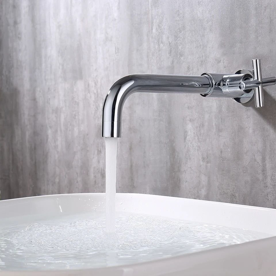 Torneira de Parede para Lavabo Banheiro Lavatório Área de Serviço Inox Cromada Luxo 1/4v - 2