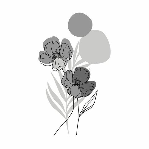 Adesivo Floral Boho Cinza Estilo Nórdico 50x90 Minimalista Abstrato