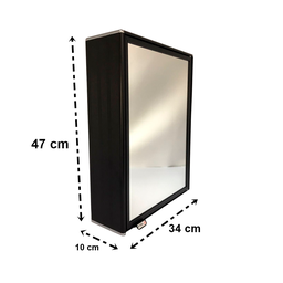 Armário Espelho Para Banheiro Alumínio Parede Sobrepor Cromado ou Preto 1 Porta Grande Steel Design  - 9