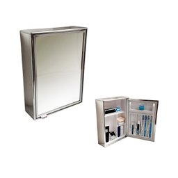 Armário Espelho Para Banheiro Alumínio Parede Sobrepor Cromado ou Preto 1 Porta Grande Steel Design  - 4