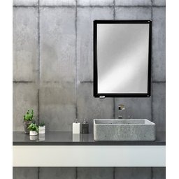 Armário Espelho Para Banheiro Alumínio Parede Sobrepor Cromado ou Preto 1 Porta Grande Steel Design  - 10