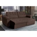 Ver imagem 2 de Sofá 4 Lugares Chandelle Marrom Retrátil e Reclinável 2,60m Suede Liso -Premium Box