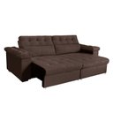 Ver imagem 1 de Sofá 4 Lugares Chandelle Marrom Retrátil e Reclinável 2,60m Suede Liso -Premium Box