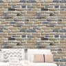 Papel de Parede Adesivo Tijolo 018 Bege e Cinza 4.80x0.58m - 1