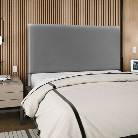 Cabeceira Cama Box Reta King 195cm Luna Corino C/frame Grafite