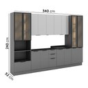 Ver imagem 3 de Cozinha Telasul Lumina 3,40m x 2,40m 6 Módulos Balcão sem Tampo 1 Torre Quente e 1 Paneleiro Vidro
