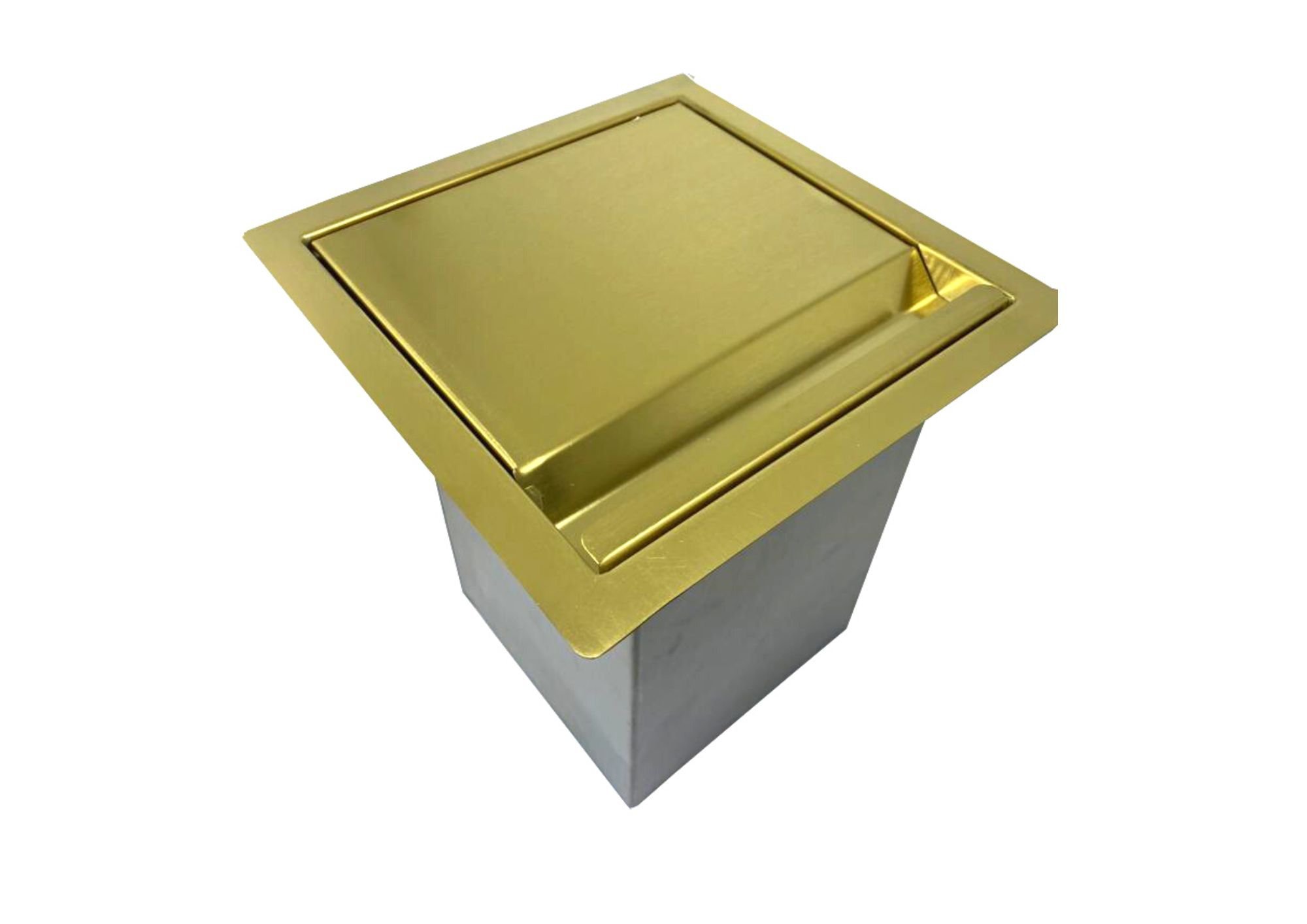 Lixeira Dourada Quadrada em Aço Inox para Embutir 4L By Fineza