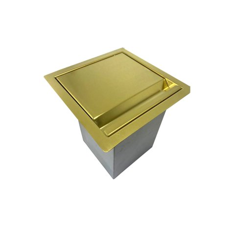 Lixeira Dourada Quadrada em Aço Inox para Embutir 4L By Fineza