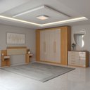 Ver imagem 5 de Quarto Completo Casal Aconchego 7 Portas 11 Gavetas Cinamomo/off White - Panorama Móveis