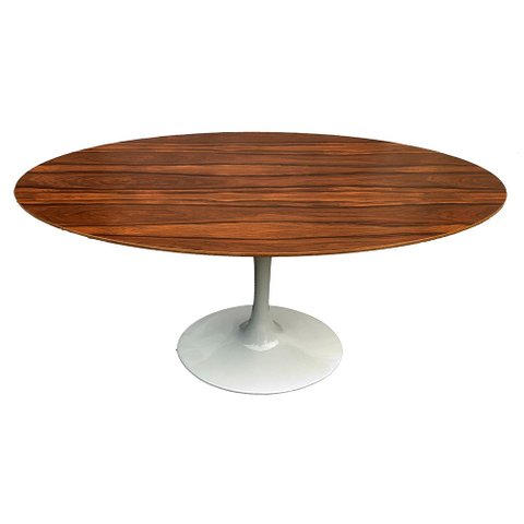 Mesa Saarinen Oval Pau Ferro 235x122cm - Base Branca mgsaarinen