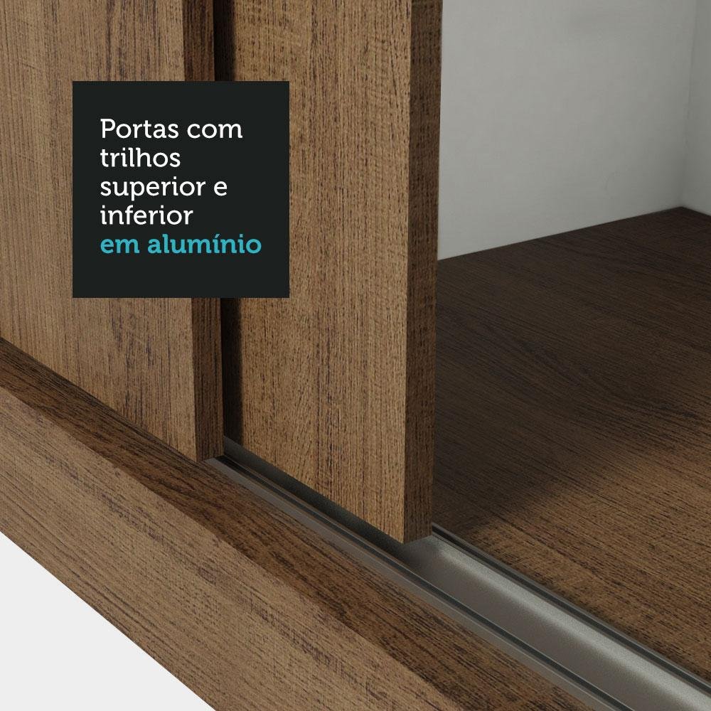 Guarda-roupa Solteiro 2 Portas de Correr com Espelho 4 Gavetas Rustic Vivare Plus Madesa - 9