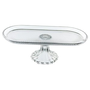 Prato Boleira com Pé Home&co Oval Vidro 12x34x16cm Transparente