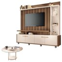Ver imagem 1 de Estante Home Theater Titan Off White Castanho e Mesa de Centro Sky com Tampo de Vidro Off White - Hb
