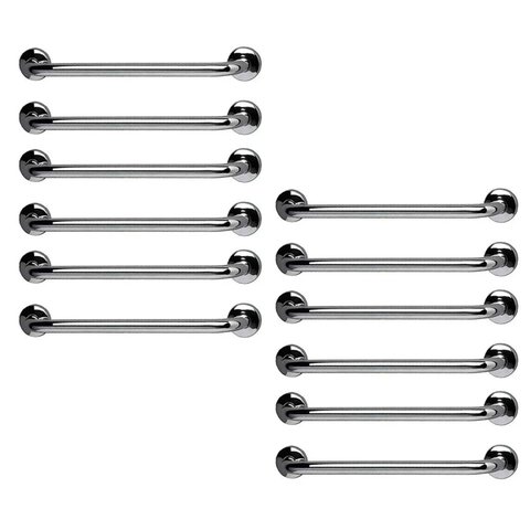 Barra de Apoio 60cm Aço Inox Kit 12 Unidades Banheiro Box Idoso Deficiente Cadeirante Acessibilidade