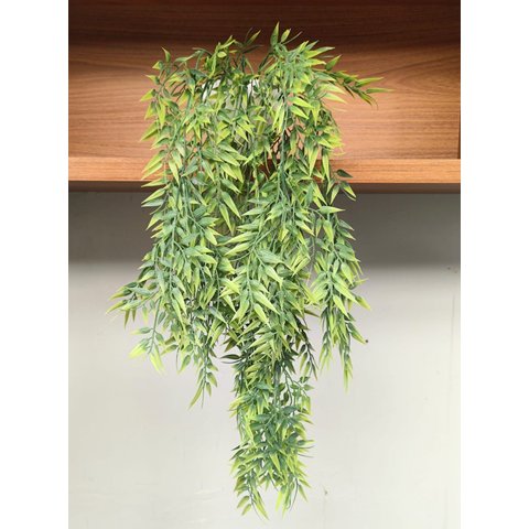 Arranjo com Folhagem de Bambo Verde Pendente 65cm com Vaso