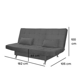 Sofá Cama Casal 3 Lugares com Almofadas Melina Suede Cinza - 4