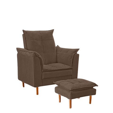 Poltrona de Amamentação com Puff Marrom Cookiee - Meu Estofado