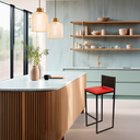 Ver imagem 6 de Banco Quadrado Junco Argila para Bancada Alta Cozinha Área Gourmet Bistrô Piscina Bar