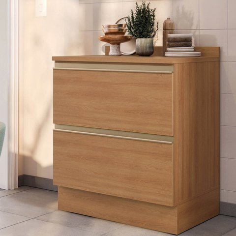 Balcão Planejado 3 Gavetas 80cm com Tampo Aroeira CabeCasa MadeiraOriginals Marrom/Cedro