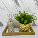 Ver imagem 2 de Bandeja retangular de MDF + difusor de vidro + vaso dourado