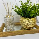 Ver imagem 3 de Bandeja retangular de MDF + difusor de vidro + vaso dourado